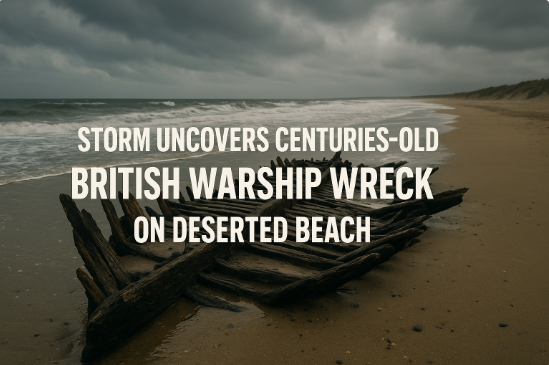 Storm Uncovers Centuries-Old British Warship Wreck on Deserted Beach